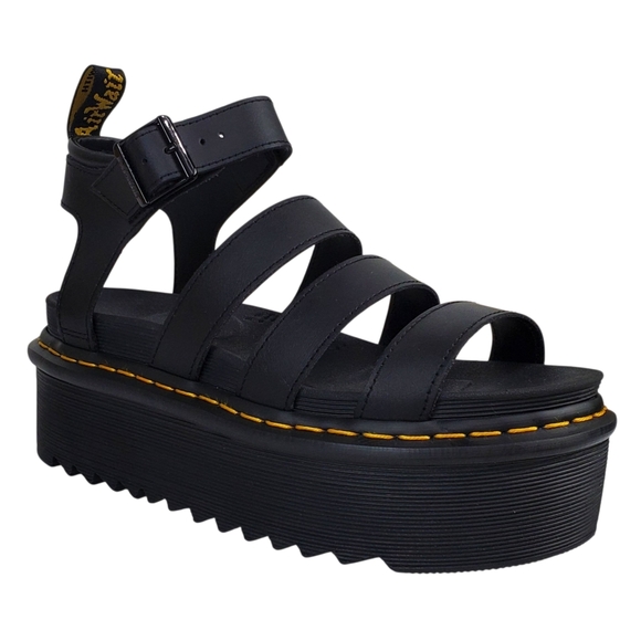 New Dr Martens Blaire quad platform sandals black hydro leather strappy boho y2k - Picture 6 of 15